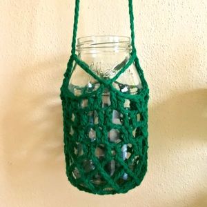 Crocheted Hanger with Upcycled  Glass Jar